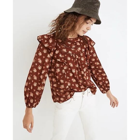 Madewell Ladder-Trim Ruffle Top in Homestead Bouquet - Picture 1 of 8